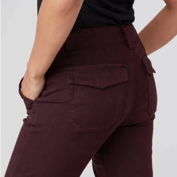 PAIGE Maysile Cropped Jogger Pants Womens Size 27 Vintage Black Cherry Ankle - Picture 2 of 12